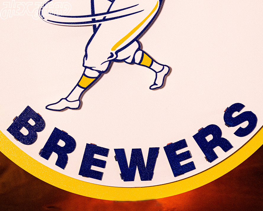 Milwaukee Brewers "1970 BARREL MAN" 3D Vintage Metal Wall Art