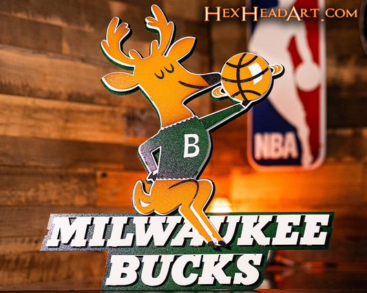 Milwaukee Bucks Throwback 1968-1993 3D Metal Wall Art