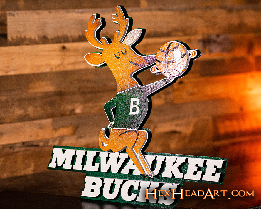 Milwaukee Bucks Throwback 1968-1993 3D Metal Wall Art