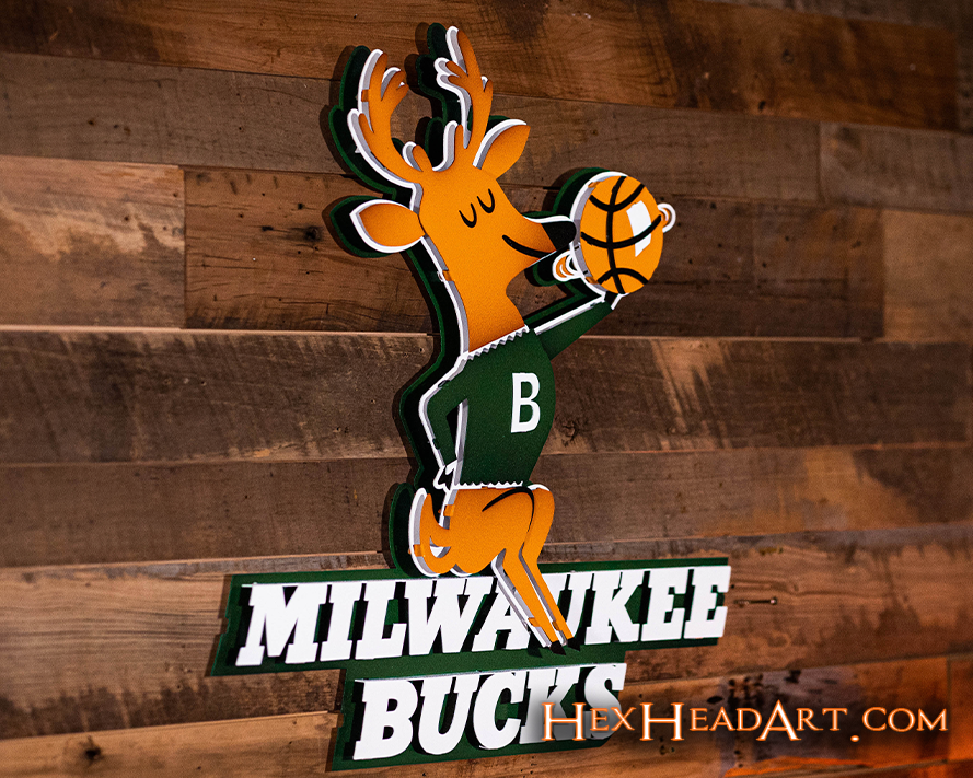 Milwaukee Bucks Throwback 1968-1993 3D Metal Wall Art