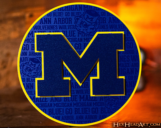 Michigan Wolverines 'Block M" CRAFT SERIES 3D Embossed Metal Wall Art