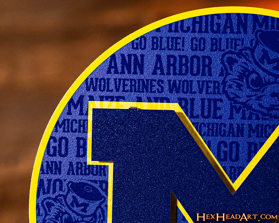 Michigan Wolverines 'Block M" CRAFT SERIES 3D Embossed Metal Wall Art