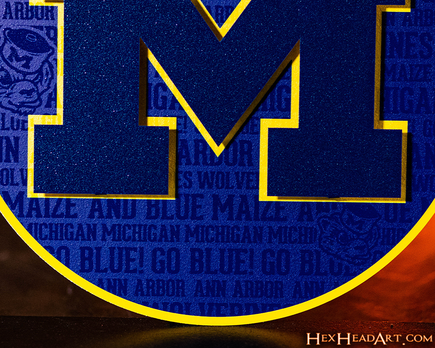 Michigan Wolverines 'Block M" CRAFT SERIES 3D Embossed Metal Wall Art