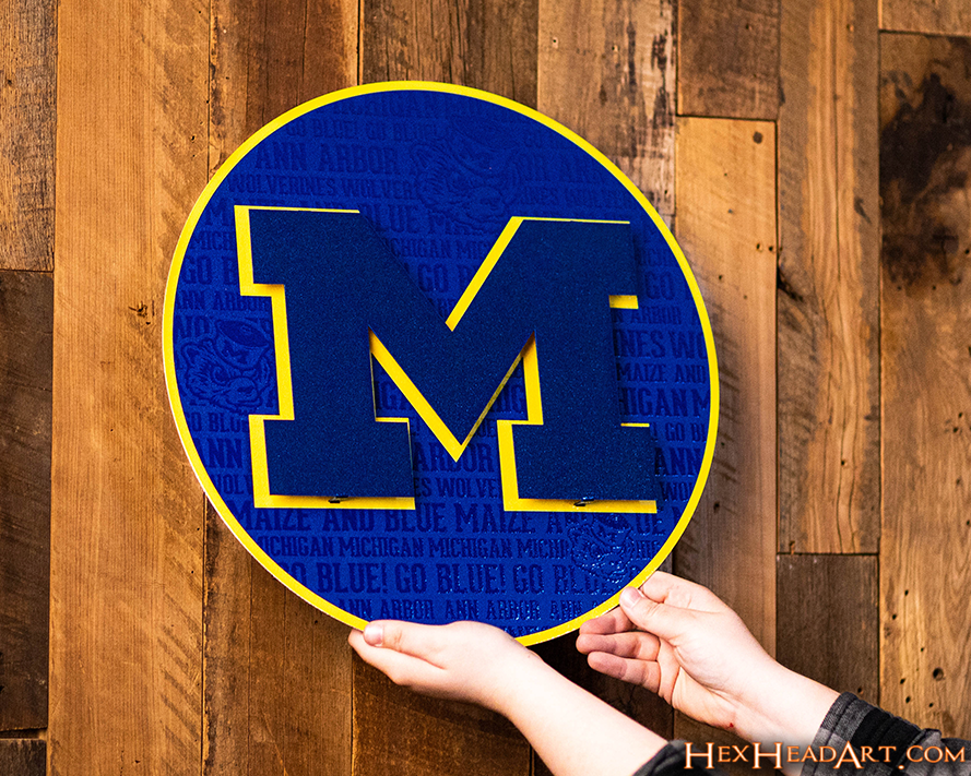 Michigan Wolverines 'Block M" CRAFT SERIES 3D Embossed Metal Wall Art