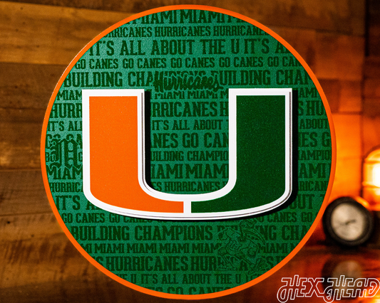 Miami Hurricanes CRAFT SERIES 3D Vintage Metal Wall Art