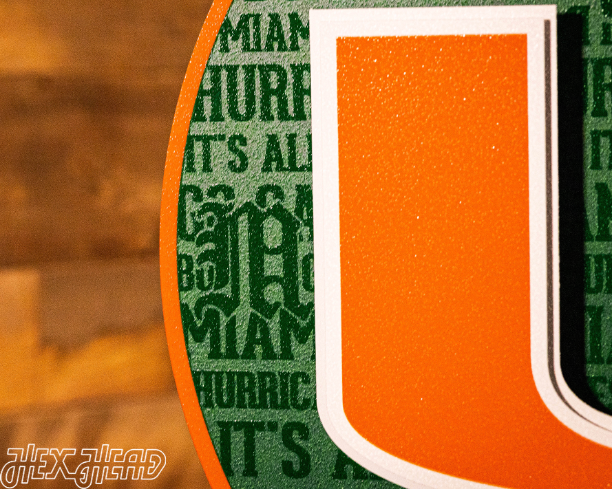 Miami Hurricanes CRAFT SERIES 3D Vintage Metal Wall Art