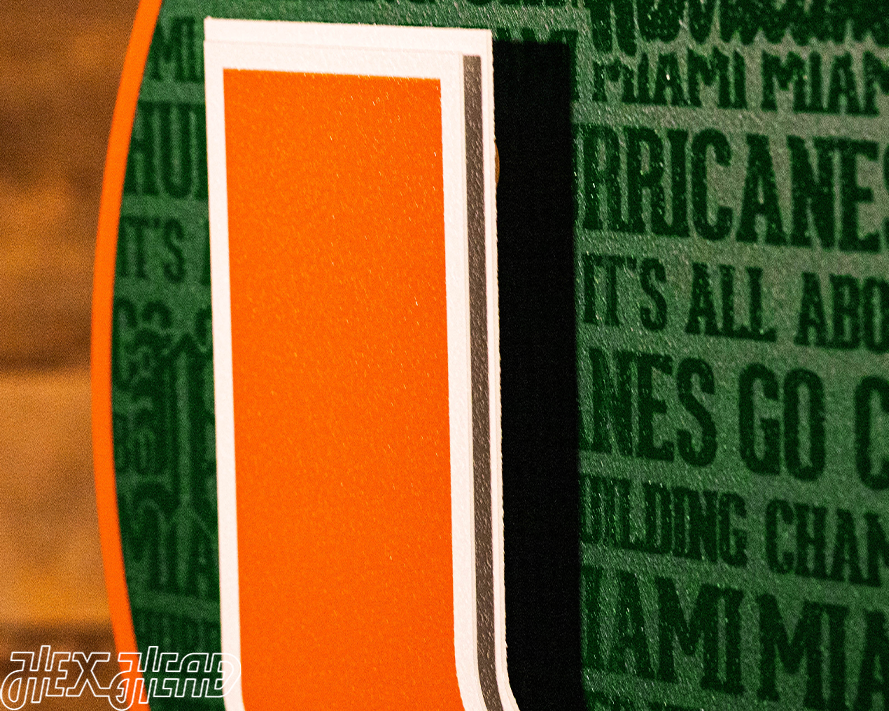 Miami Hurricanes CRAFT SERIES 3D Vintage Metal Wall Art