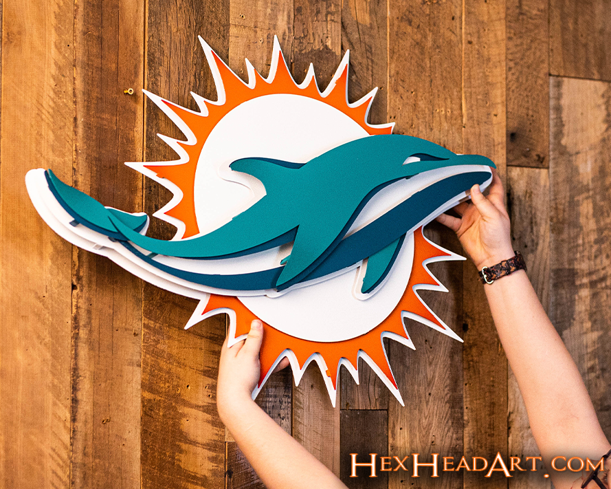 Miami Dolphins 3D Vintage Metal Wall Art