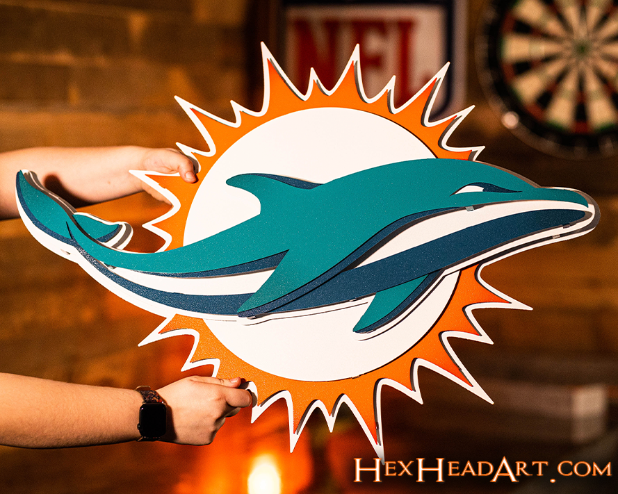 Miami Dolphins 3D Vintage Metal Wall Art