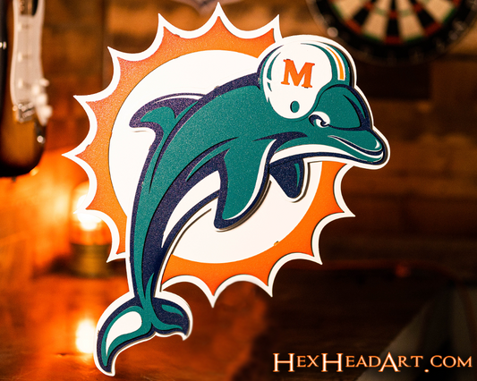 Miami Dolphins Throwback "1997" 3D Vintage Metal Wall Art