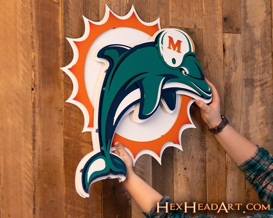 Miami Dolphins Throwback "1997" 3D Vintage Metal Wall Art