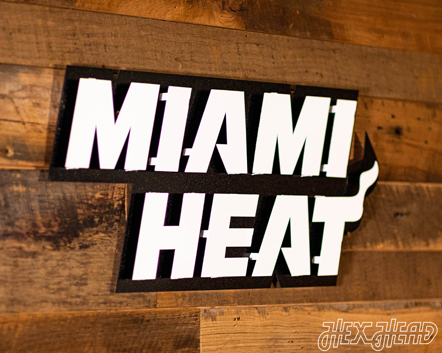 Miami Heat Wordmark 3D Vintage Metal Wall Art