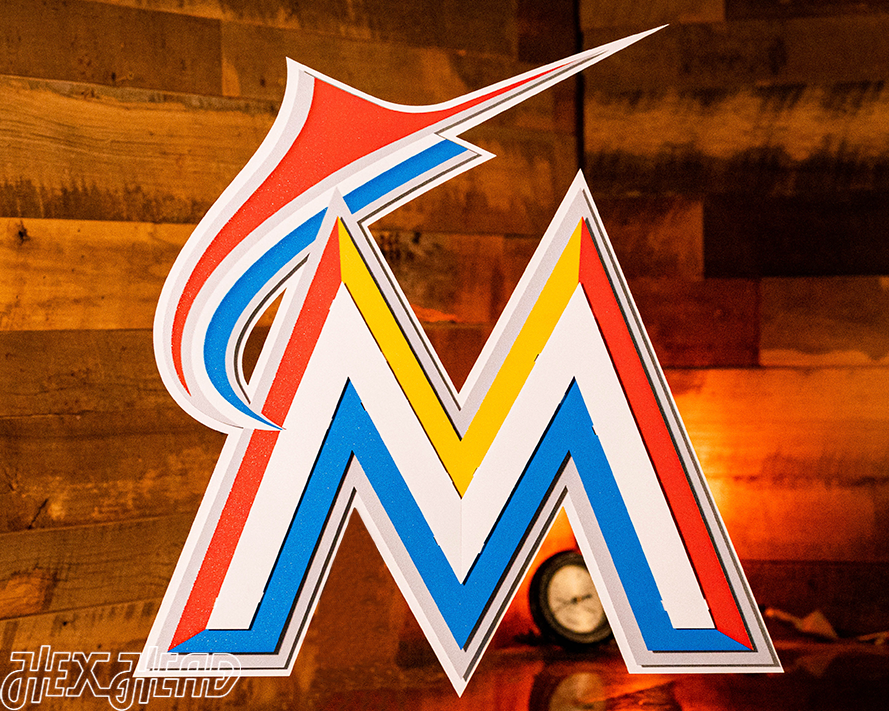 Miami Marlins Cooperstown "2012 M" Logo 3D Metal Wall Art