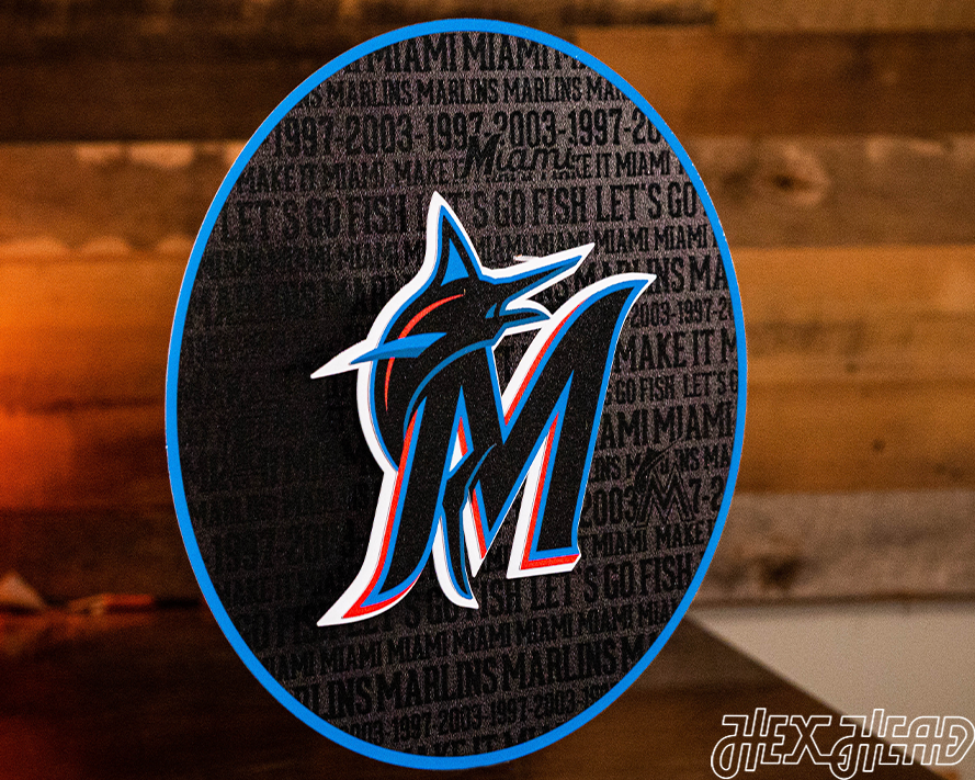 Miami Marlins CRAFT SERIES 3D Embossed Metal Wall Art