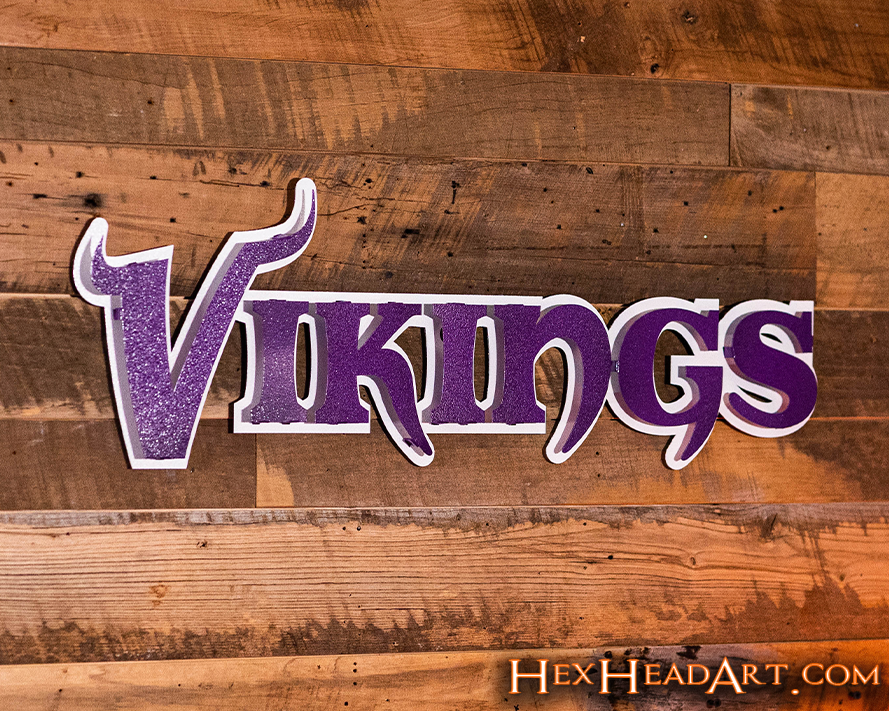 Minnesota Vikings "VIKINGS" 3D Vintage Metal Wall Art