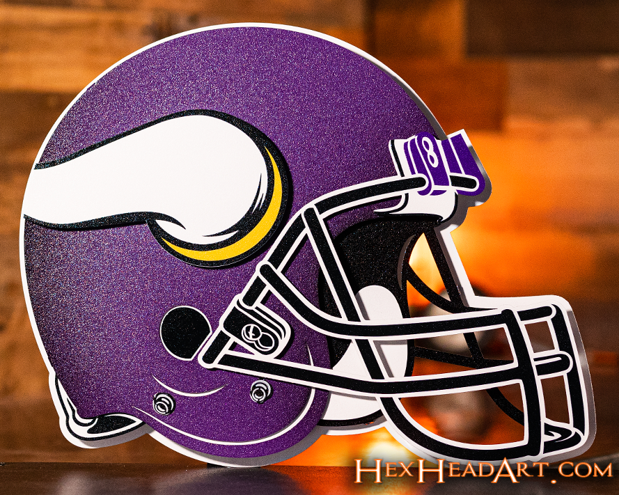 BLITZ Collection - 8 Layer Minnesota Vikings Helmet 3D Vintage Metal Wall Art