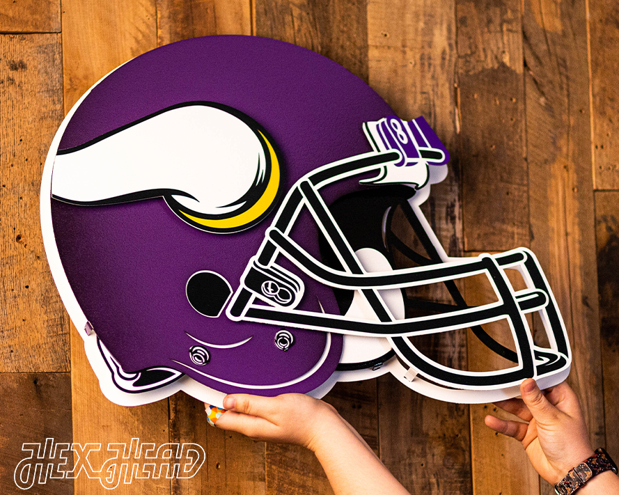 BLITZ Collection - 8 Layer Minnesota Vikings Helmet 3D Vintage Metal Wall Art