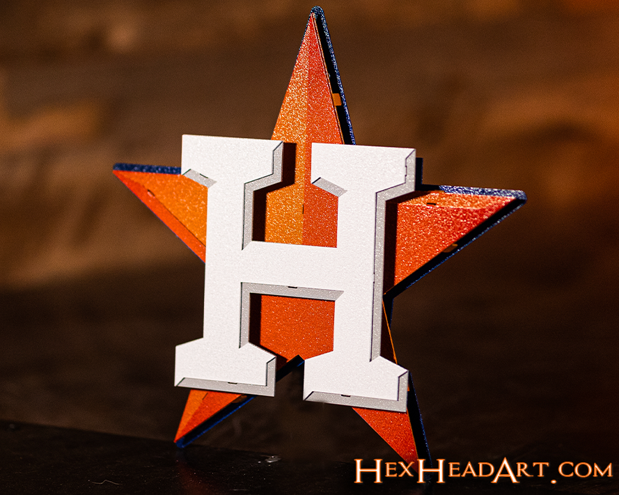 Houston Astros ORANGE STAR GIFT COLLECTION 3D Vintage Metal Wall Art