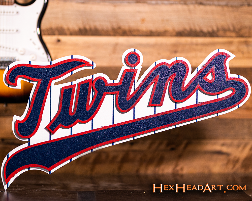 Minnesota Twins MLB Throwback Script 3D Vintage Metal Wall Art