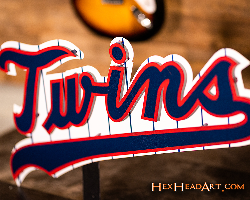 Minnesota Twins MLB Throwback Script 3D Vintage Metal Wall Art