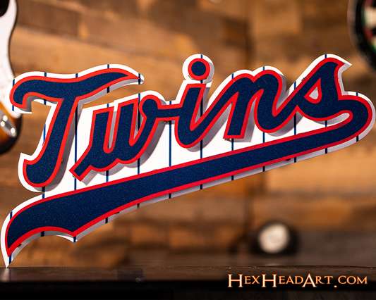 Minnesota Twins MLB Throwback Script 3D Vintage Metal Wall Art