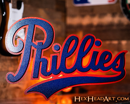 Philadelphia Phillies "1937" Script 3D Vintage Metal Wall Art