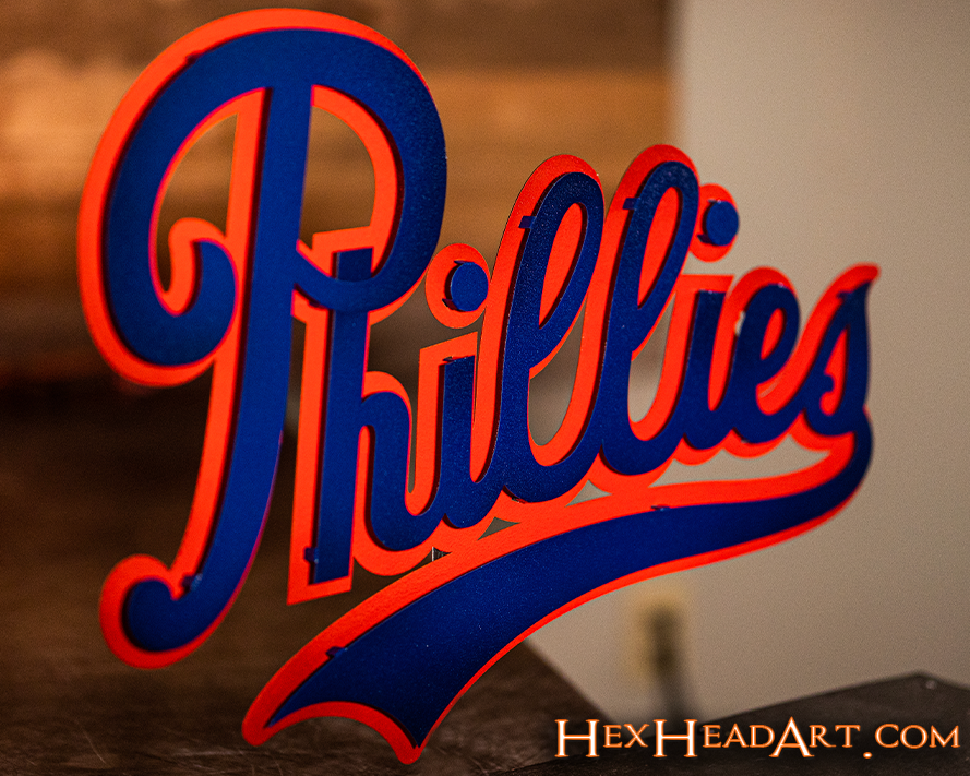 Philadelphia Phillies "1937" Script 3D Vintage Metal Wall Art