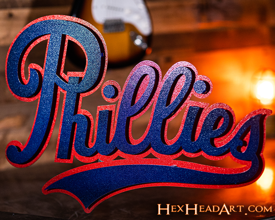 Philadelphia Phillies "1937" Script 3D Vintage Metal Wall Art