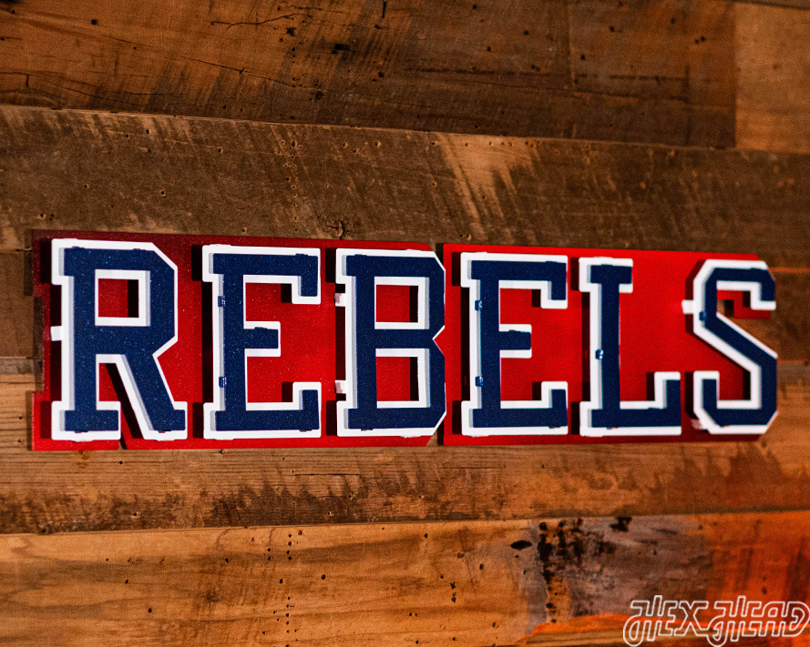 Mississippi Rebels Script 3D Vintage Metal Wall Art