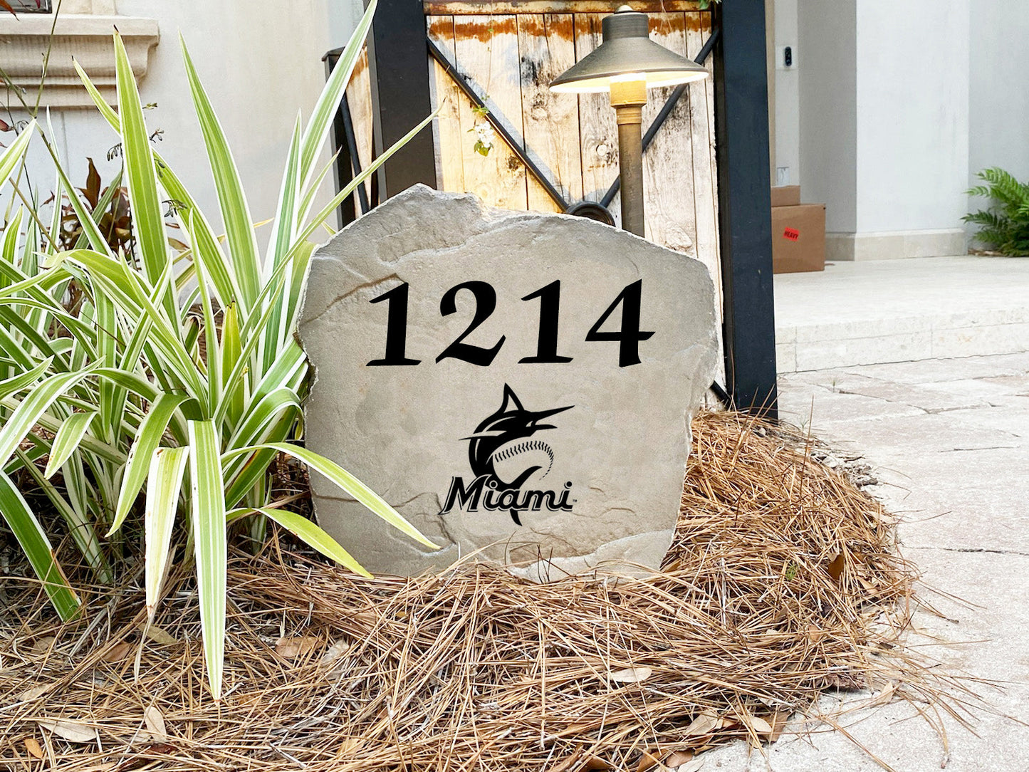 Miami Marlins Design-A-Stone Landscape Art Address Stone