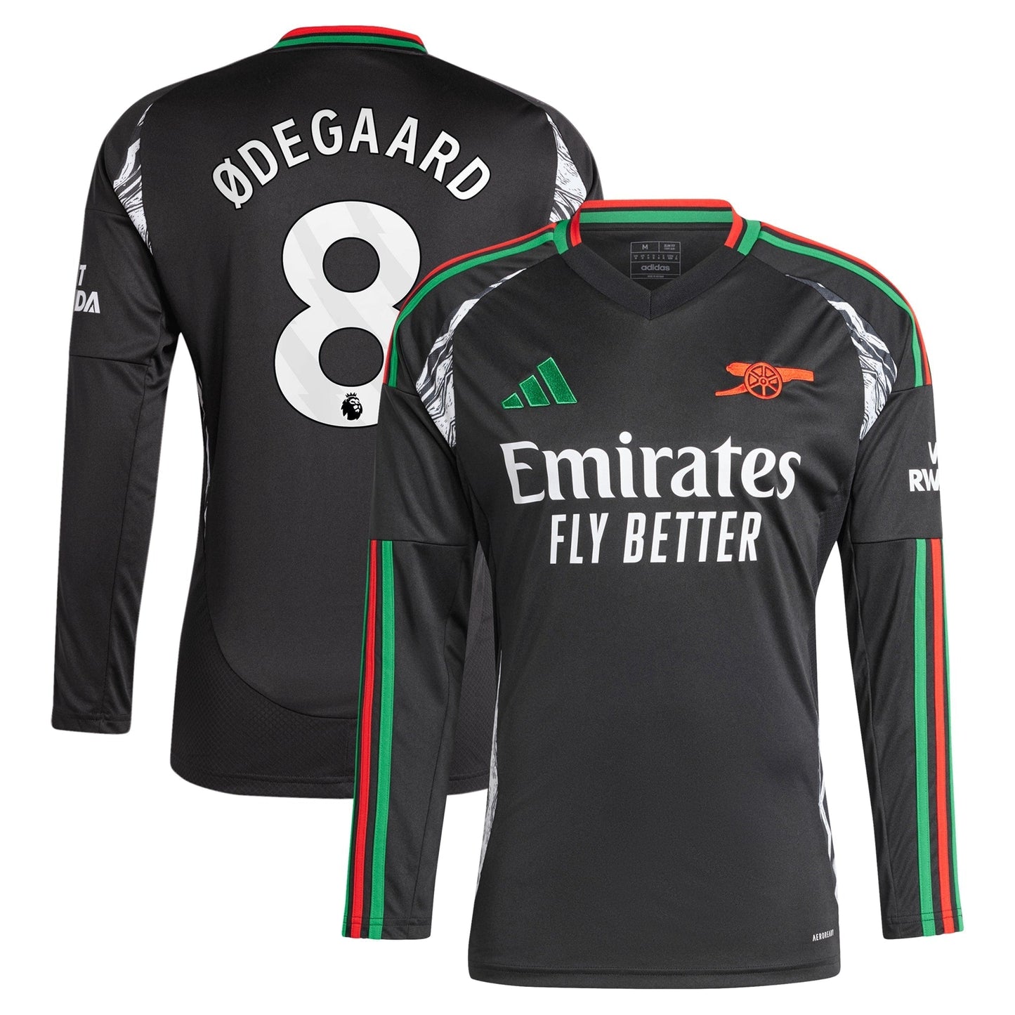 Martin Odegaard Arsenal adidas 2024/25 Away Long Sleeve Player Jersey - Black