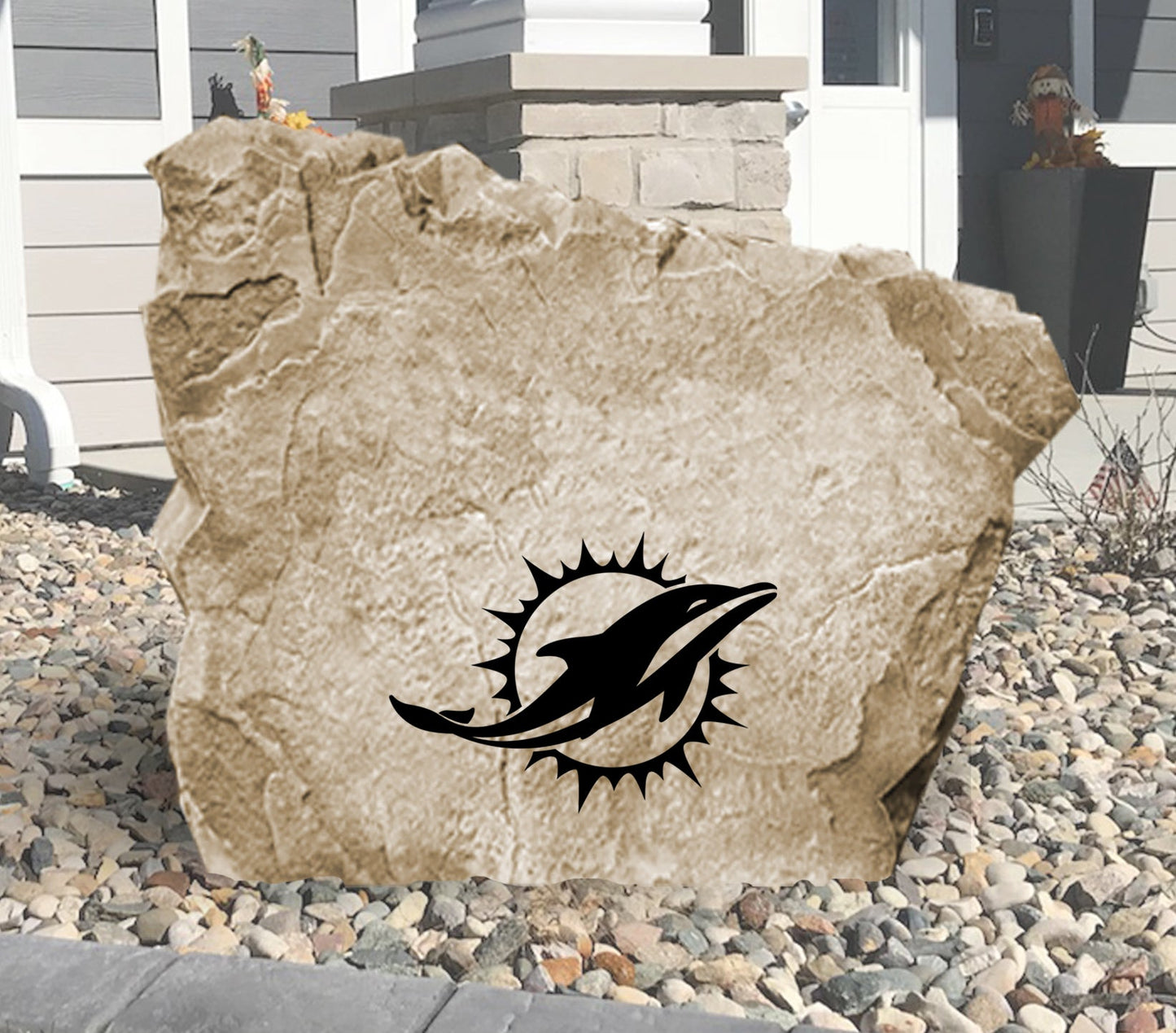 Miami Dolphins Design-A-Stone Landscape Art Address Stone