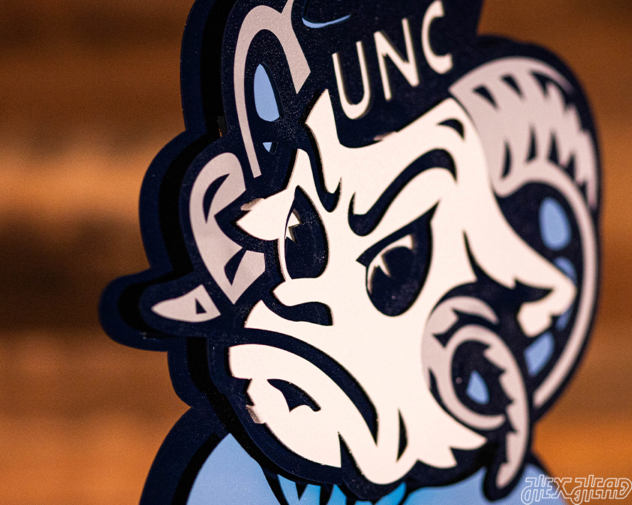 North Carolina Tar Heels "Rameses" 3D Vintage Metal Wall Art