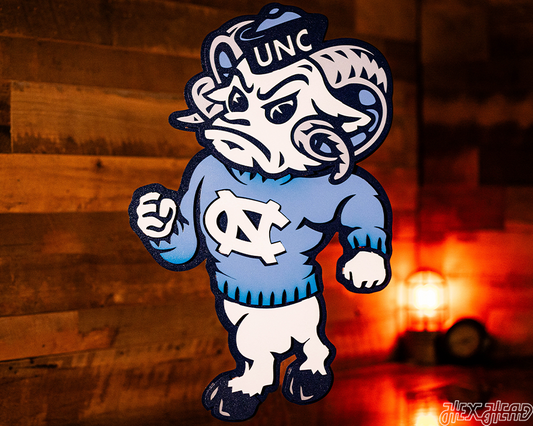 North Carolina Tar Heels "Rameses" 3D Vintage Metal Wall Art