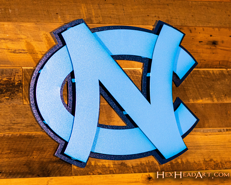 North Carolina Tar Heels "NC" 3D Vintage Metal Wall Art