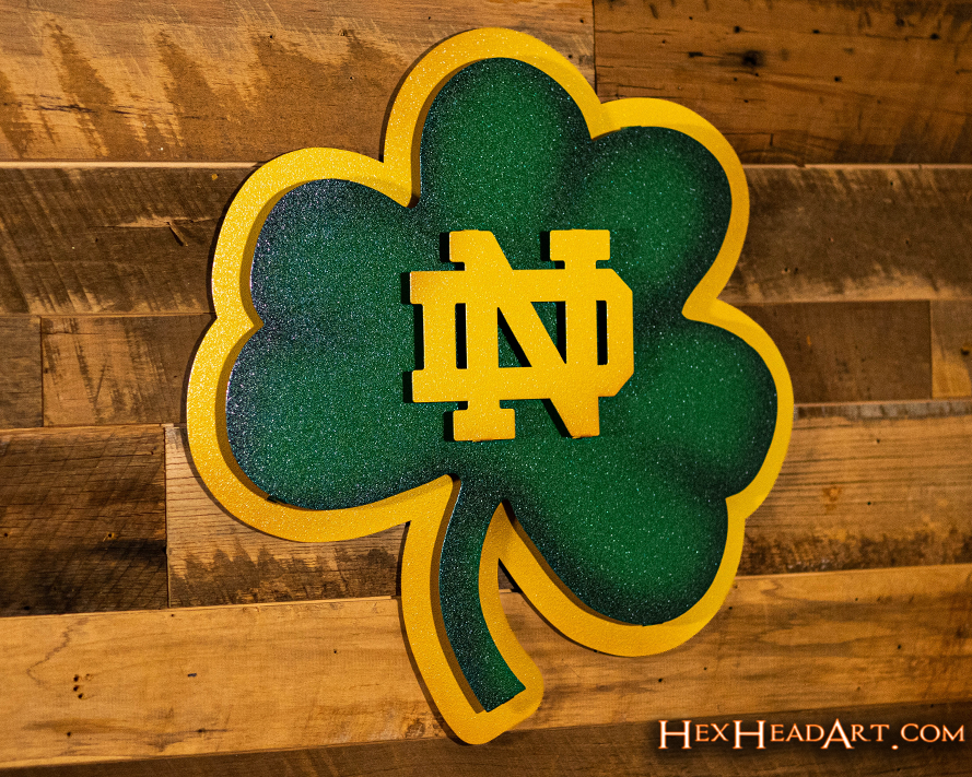 Notre Dame Shamrock 3D Vintage Metal Wall Art