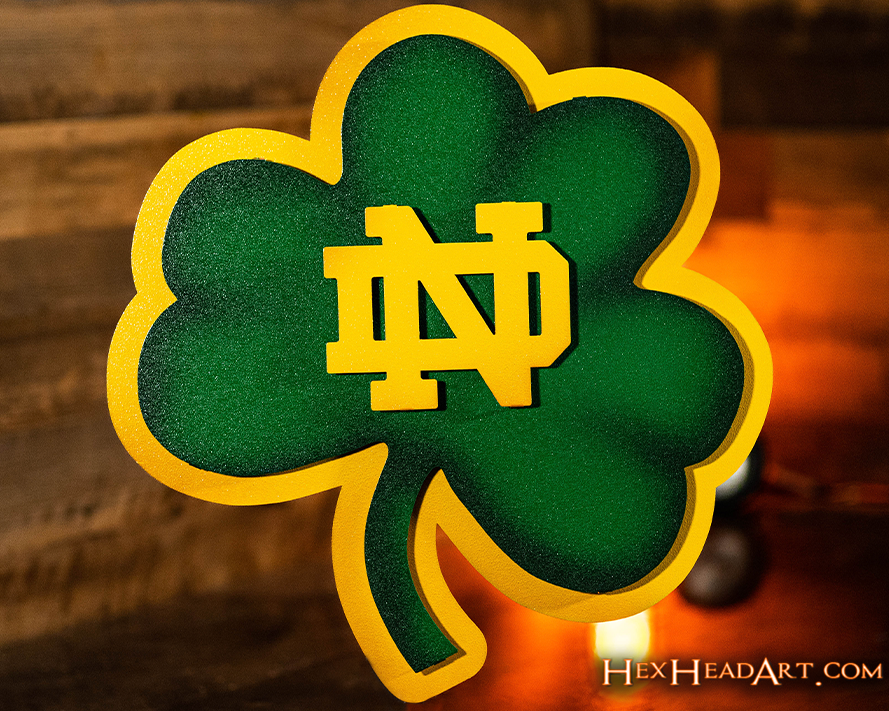 Notre Dame Shamrock 3D Vintage Metal Wall Art