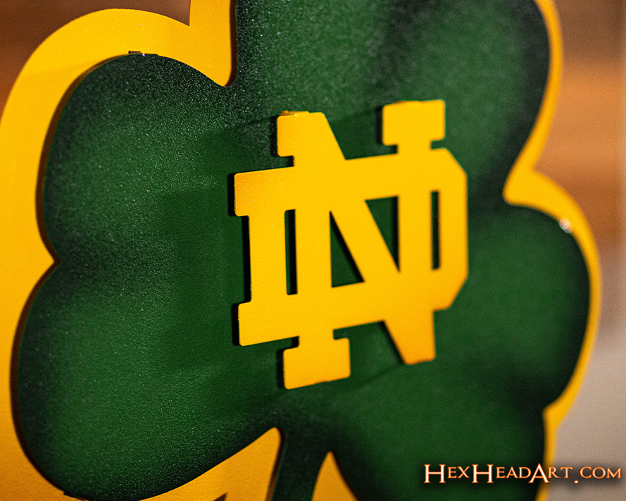 Notre Dame Shamrock 3D Vintage Metal Wall Art