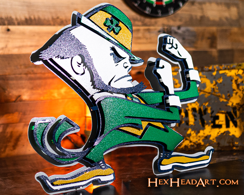 Notre Dame Fighting Irish Leprechaun 3D Vintage Metal Wall Art