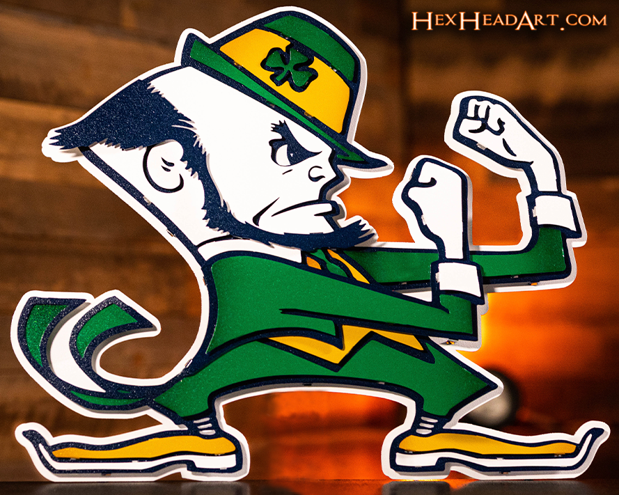 Notre Dame Fighting Irish Leprechaun 3D Vintage Metal Wall Art