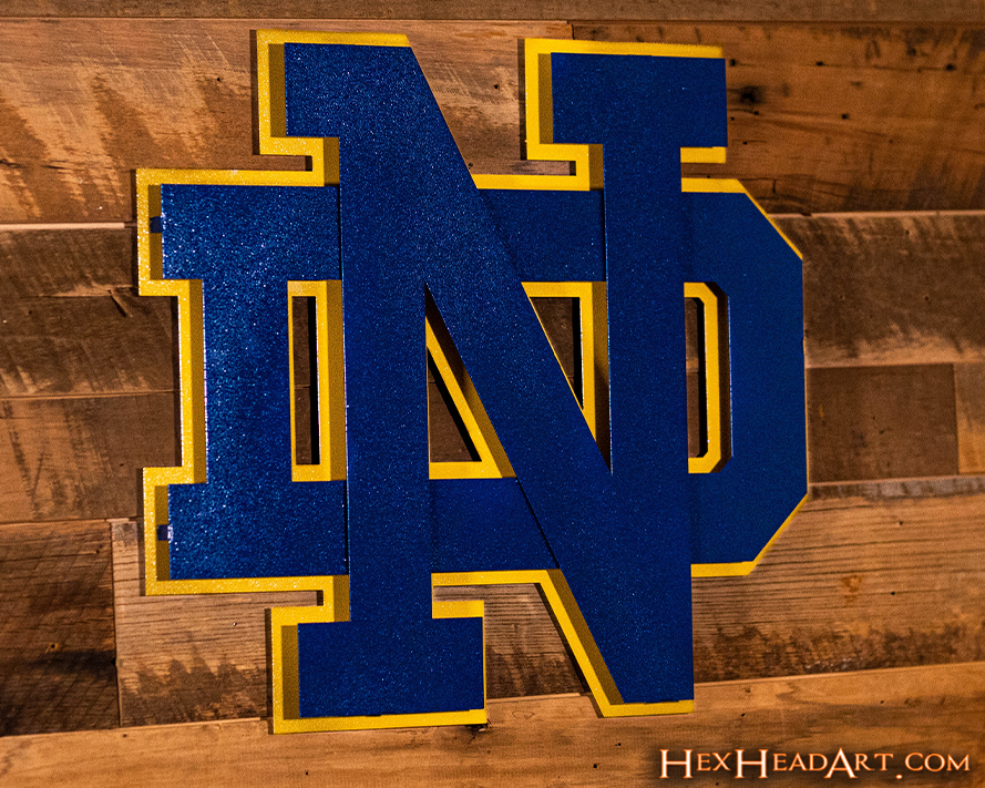 Notre Dame Fighting Irish Interlocking NAVY "ND" 3D Vintage Metal Wall Art