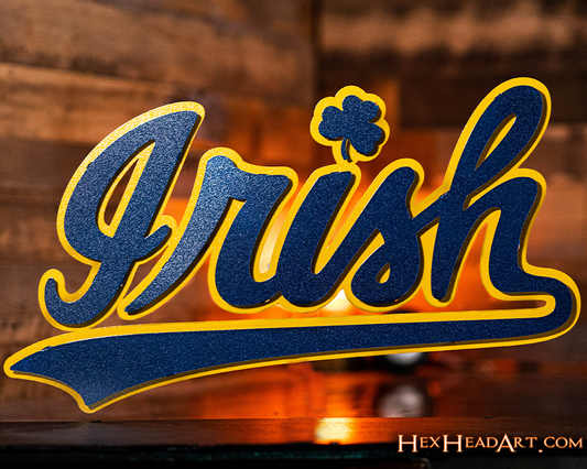 Notre Dame "Irish" Script Vintage 3D Metal Wall Art