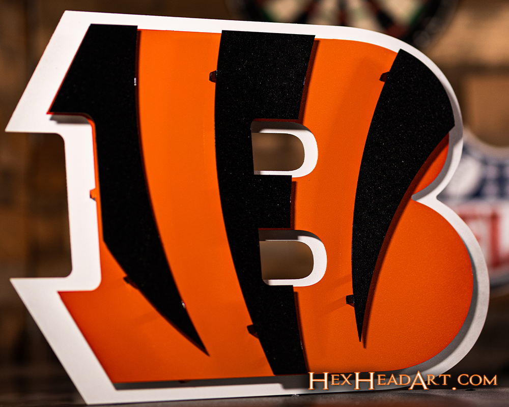 Cincinnati Bengals "Striped B" 3D Vintage Metal Wall Art