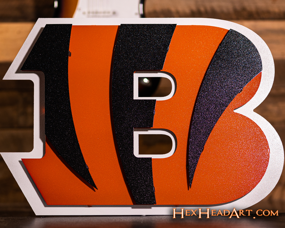 Cincinnati Bengals "Striped B" 3D Vintage Metal Wall Art