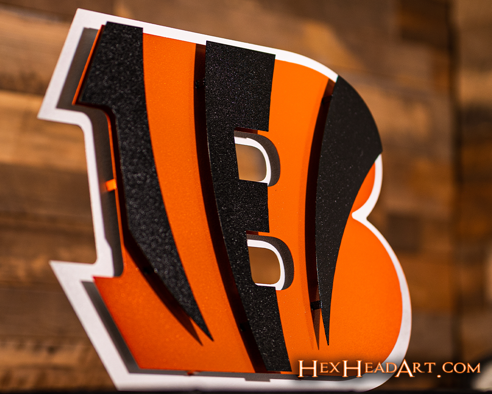 Cincinnati Bengals "Striped B" 3D Vintage Metal Wall Art