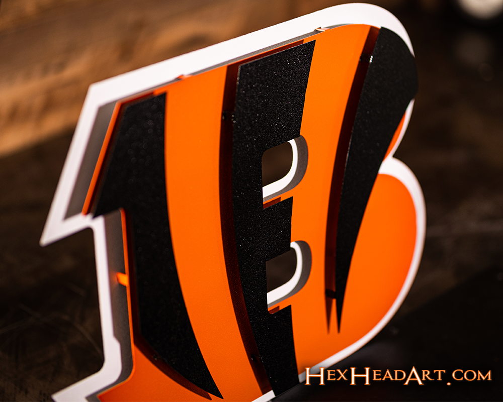 Cincinnati Bengals "Striped B" 3D Vintage Metal Wall Art