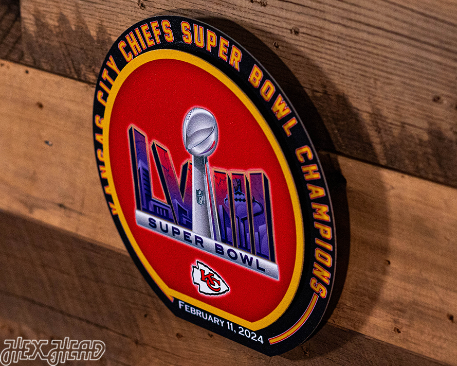 Kansas City Chiefs SUPER BOWL LVIII CHAMPIONS! "Double Play" On The Shelf or On The Wall