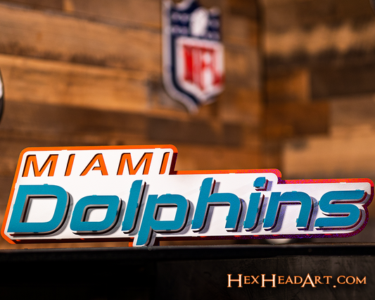 Miami Dolphins Wordmark 3D Vintage Metal Wall Art