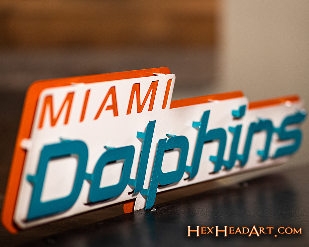 Miami Dolphins Wordmark 3D Vintage Metal Wall Art