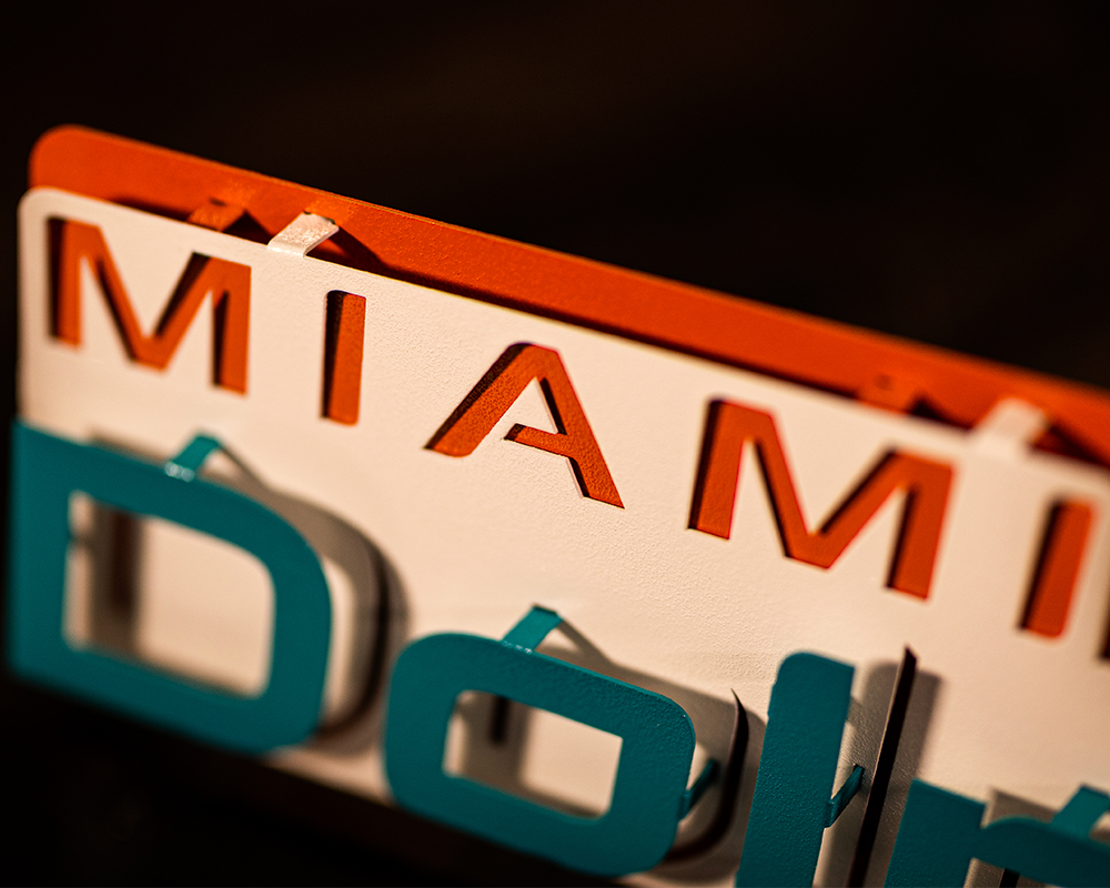 Miami Dolphins Wordmark 3D Vintage Metal Wall Art